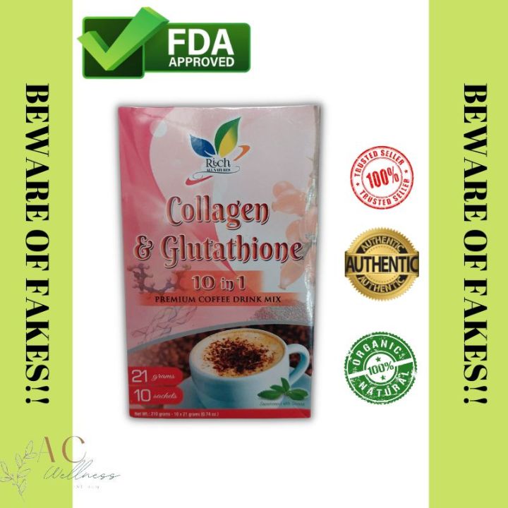 ac wellness Rich all natures 10 in 1 Premium coffee drink mix Collagen &  glutathione anti aging whitens skin loss apatite or desire to eat less than  usual stabilize sugar level