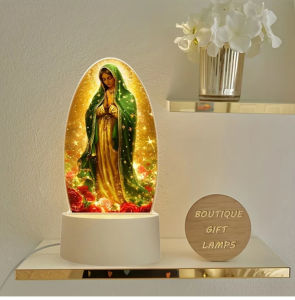 Our Lady Prayer Acrylic Atmosphere Lamp Personalized Motherofpearl Praying Glowing Ornament Decorative Lamps 圣母祈祷亚克力氛围灯