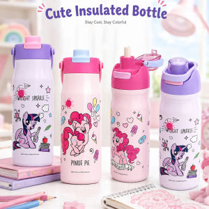 HoneyLion - My Little Pony Vacuum Insulated Water Bottle 650ml/700ml - Premium 316 Stainless Steel 6H Temperature Retention Soft Silicone Straw Flask for Daily Hydration