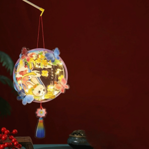 Minoa lantern chinese灯笼 traditional 中秋节灯笼 DIY Craft Kit Mid-Autumn Festival Lantern LED Glowing Transparent Cartoon Rabbit Lamp Cute Chinese Style Light-Up Bunny Lantern Party Decoration