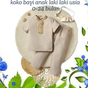 Setelan Koko Bayi Anak Laki Laki Bahan Toyobo Usia 0-24 Bulan