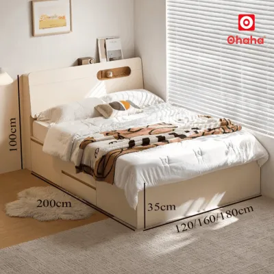 Giường ngủ gỗ công nghiệp hiện đại nhiều ngăn kéo OHAHA - GC083