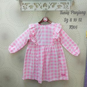 Baju Tuniq Anak Perempuan Terlaris / Dress Panjang Saiba Kotak-Kotak Katun