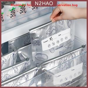 N2HAO 10 cái túi công suất lớn nhôm lá thực phẩm Túi rò rỉ tủ đông an toàn nhà bếp túi tươi giữ tươi Túi khóa có thể tái sử dụng