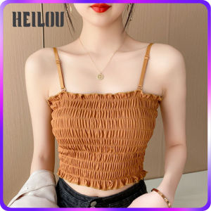 HEILOU Spender Women Camisole with Padded Vest Fashion Tanks Crop Tops Stretchable Singlet Top
