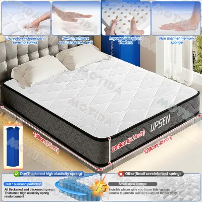 8 Inch Bed Mattress Memory Foam Spring Mattress Milk Silk Latex Mattress For Single/Double/Queen/King Size Foam Mattress For Bed Family Size Rolled Packaging Vacuum Packaging