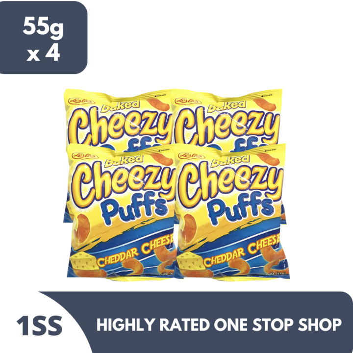 Leslie's Baked Cheezy Puffs Cheddar Cheese 55g x 4 | Lazada PH