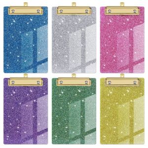 LANCE With Low Profile Gold Clip Glitter Writing Clipboard Paper Organizer Writing Tablet Flash Memo Clipboard Colorful Arcylic File Folder School Office Supply