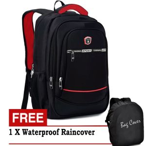 Tas Ransel Pria Tas Laptop Model Backpack Ukuran 17 Inchi + Raincover