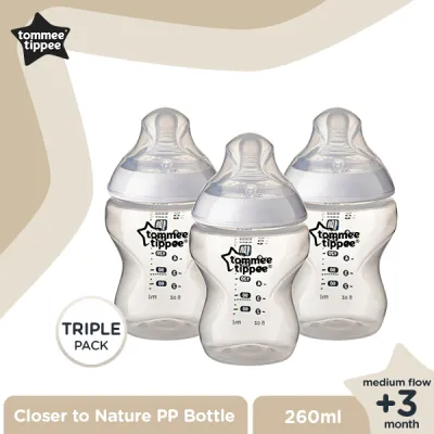 TommeeTippee Botol PP Close to Nature Clear 260ML/9oz - Isi 3 - Botol Susu Bayi
