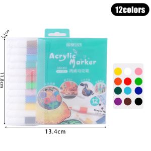 12/24/36/48pcs Acrylic Marker Rock Painting Kit for Kids Children Stone Paint Pens Set Premium Acrylic Paint Pen Ceramic Wood DIY Crafts Marker Pen