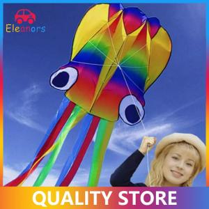 [Eleanor] 1 Set Giant Soft Kites For Adults Outdoor Toys Rainbow Colored 3D Octopus Soft Kite 4m Giant Kite With 100m Tire Line