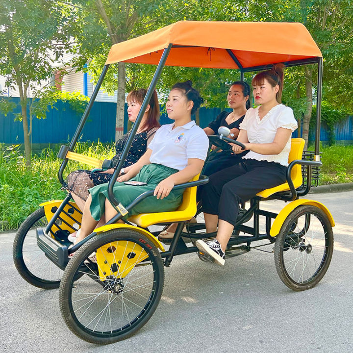 Multi Rider Bicycle Minibus, four-wheeled bicycle, multi-person riding four-person ...
