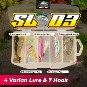Superstar SL-03 Set 9 pcs Umpan Pancing Ikan + Kail Pancing 7 PCS Lengkap Dengan Box Penyimpanan