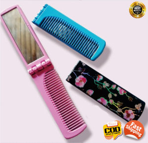 2in1 Sisir Kaca Lipat Suri Serit Rambut Cermin Makeup Folding Glass Comb