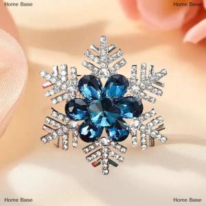 [COD] Home Base Trendy Rhinestone Snowflake Flower Brooches Pins For Women Coat Banquet Party Accessories Gifts