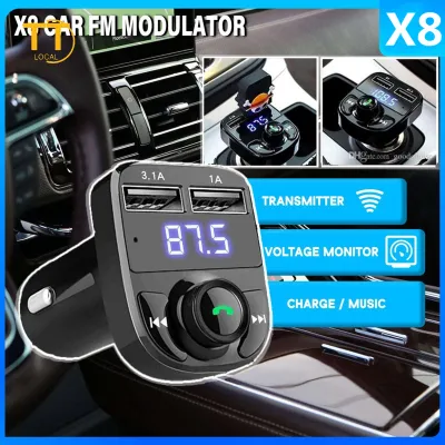 Tri-Town FM X8 Bluetooth Transmitter Aux Modulator Handsfree Car Kit Car Audio MP3 Player with 3.1A Quick Charge Dual USB Car Charger