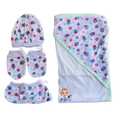 6in1 Baby Receiving Blanket Set With BonnetMittensBooties | All Cotton