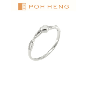 Poh Heng Jewellery 18K Heart Shape Ring in White Gold