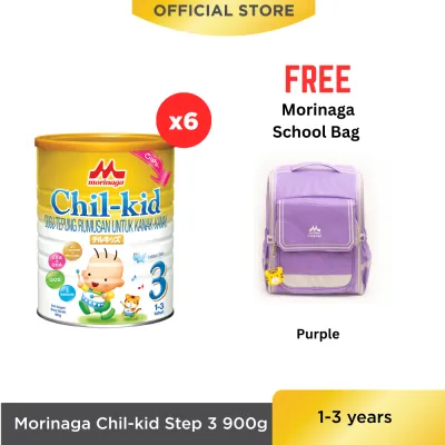 Morinaga Chil-kid Step 3 (No Sucrose) 6 tins x 900g (Free 1 Morinaga School Bag)