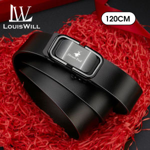 LouisWill Stylish Men’s Belt Business Belt Automatic Buckle Belt Leisure Belt 120CM Belt Second-layer Cowhide Waistband Youth Sports Pant Belt Stylish Simple Nice Waistband Durable Belt