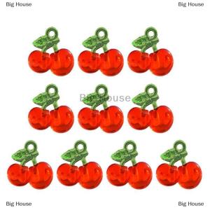 [COD] Big House 10Pcs Transparent Resin Red Cherry Strawberry Pendants For Women Bracelet Necklace DIY Jewelry Making Accessories