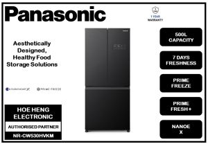 PANASONIC 500L Energy-Saving French Door Refrigerator with Twin Cooling Plus and Dual Zone Control NR-CW530HVKM
