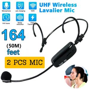 Arael Mic Mik Microphone Wireless Clip on jarak jauh bando imam mesjid sholat headset UHF 2 PCS