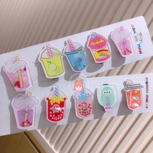 Ready Stok in Malaysia Wholesale Price Children Bubble Milk Tea Acrylic Clip /Hairband Mixed Row of 10
