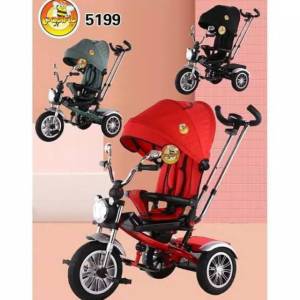 Sepeda Roda Tiga Pacific 5199 Stroll & Trike - Ban EVA, Musik, Lampu Depan, 3 Posisi Duduk Rebah-1 Rebah-2 - Gratis Paking Bubble Wrap - Sepeda Anak Roda Tiga 4IN1