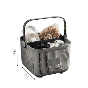 BHQ Dry-Wet Separation Basket Storage With Handle Plastic Basket Portable Bathroom Shampoo Storage Kitchen Bakul Mandi
