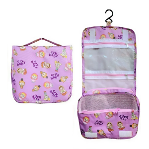 🌼 กระเป๋าใส่ของเดินทางไม่ควรพลาด ลายน้องน้ำตารื้น แขวนในห้องน้ำ งานผ้าร่ม กันน้ำ ขนาดหลังกาง 25×20×9 นิ้ว ขนาดหลังพับ 9×9.5 นิ้ว