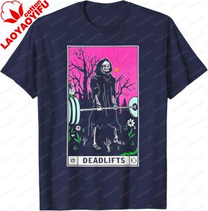 [Local Stock] VCC Funny Tarot Card Deadlifts Gym Workout Graphic Printed T-Shirt Casual Fashion Loose Harajuku Summer Man Women Clothing