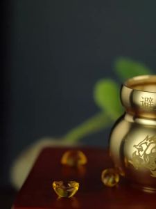 【Ship in 24H】大师已开光 风水纯黄铜葫芦 镇宅葫蘆 避火龙瓶 西北角乾位男主人避火龙黄铜罐工艺品摆件 Pure brass fire-avoiding dragon bottle kitchen northwest corner dry position male master fire-avoiding dragon