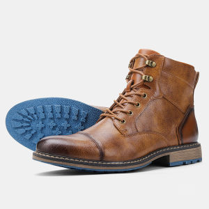 Lesvago 2024 American Style Men Martin Boots Brand Fashion Comfortable Ankle Boots Leather