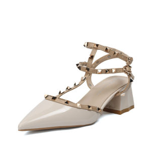 IELGY roman pointed toe stud high heeled sandals womens womens block heel new European and American fashion