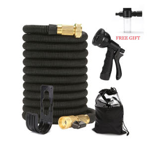 [100% Original] Magic Expanding Hose 25/50/75/100ft Flexible high Pressure Spray Gun Water gardening with solid brass hose filliting fits almost all tap water head for car wash motorcycle wash dog baths misting garden garage laundry hose