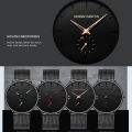Jam Tangan Pria Sangat tipis Hannah Martin 100% Original korea fashion Cowok kado ulang tahun Jam anti air Quartz laki laki Arloji Tahan Air murah cowo tangan simple Men Watch Stainless steel mesh belt COD. 