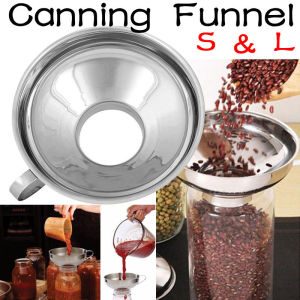 【Stainless Steel】Canning Funnel Wide Mouth Hopper with Filter Jam Leak-Proof Filler Pickling Kitchen Tool