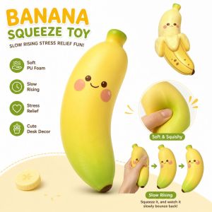 STYLETENK PU Simulated Banana Squeeze Toy Soft Slow Rising Banana Stress Toy Creative Peeled Banana Shape Fruit Squeeze Fidget Toy Stress Relief