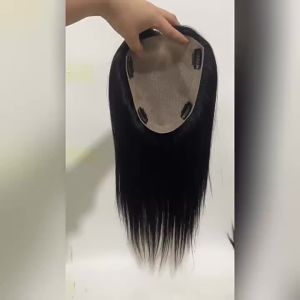 Double handed needle Insta-Worthy 100% Real Human Hair Boost Volume of Hair Seamless Natural Black Topper Cover Thin or White Hair Light Breathable Base for Confidence For Women