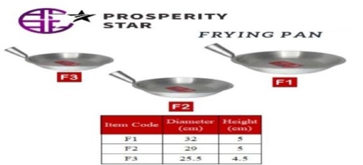 Prosperity Star Fry Pan Set F1 F2 F3 Stainless Steel Cookware with Handle Diameter