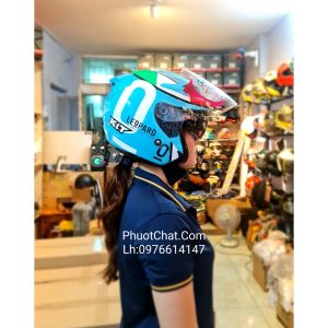 Mũ bảo hiểm 3/4 KLT tem Leopard 2 kính chính hãng siêu đẹp