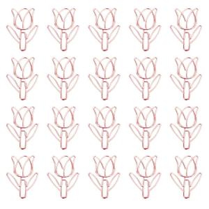 20 Pcs Tulips Shape Paper Clips Bookmarks Creative Planner Clips Metal Decorative Paper Clips for Home Office School