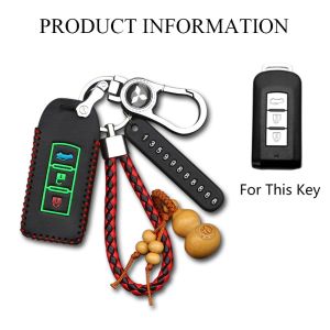 Luminous Leather Remote Key Car Case Cover Mitsubishi Xpander Outlander Pajero Perlindungan Kulit Penutup Casing Kunci Case