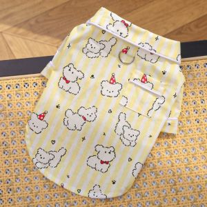 OUTOPEN Cartoon Animal Pattern Puppy Cotton Shirt Breathable Comfortable Dog Pajamas Cute Soft Pet Sleepwear Spring