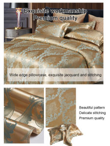 viviking Bedding four-piece set mulberry silk jacquard luxury satin bed sheet quilt cover 2m skin-friendly