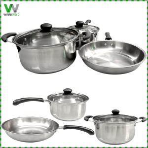 3Pcs Cooking Pot Set Stainless Steel Cooking Pots & Saucepan with Glass Lids and Stay Cool Handle for All Types of Cookers