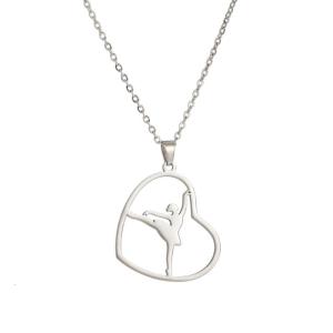 Fashionable Gymnastics Charm Necklace Dance Pendant Necklace Stainless Steel Texture for Dance Enthusiasts