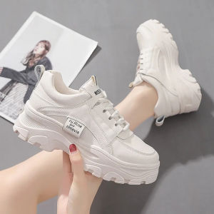 Sneakers Wanita Trendi Tumit Tinggi Motif Polos Warna Monokrom/Polos Hitam/Biru/Arang [TEBUS MURAH] S15 Terlaris